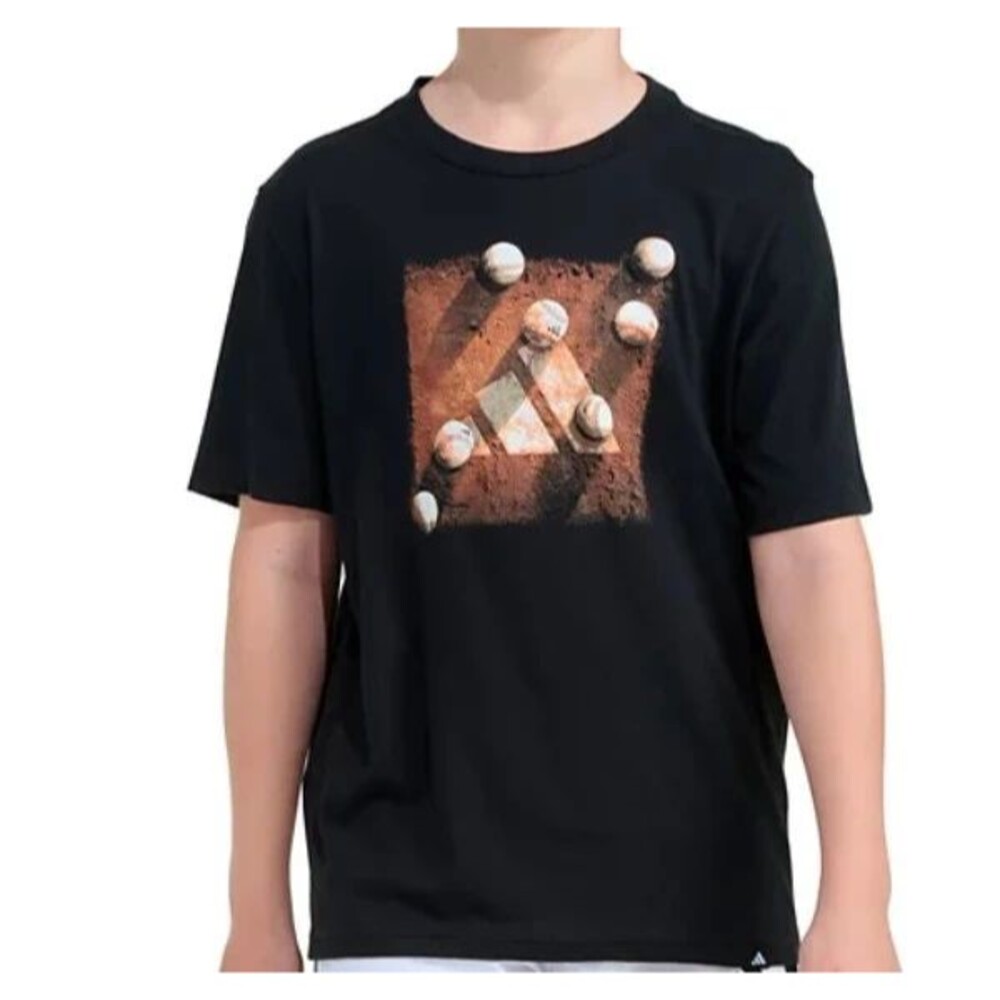 Adidas Youth Short-Sleeve 3-Bar Baseball Plate T-Shirt